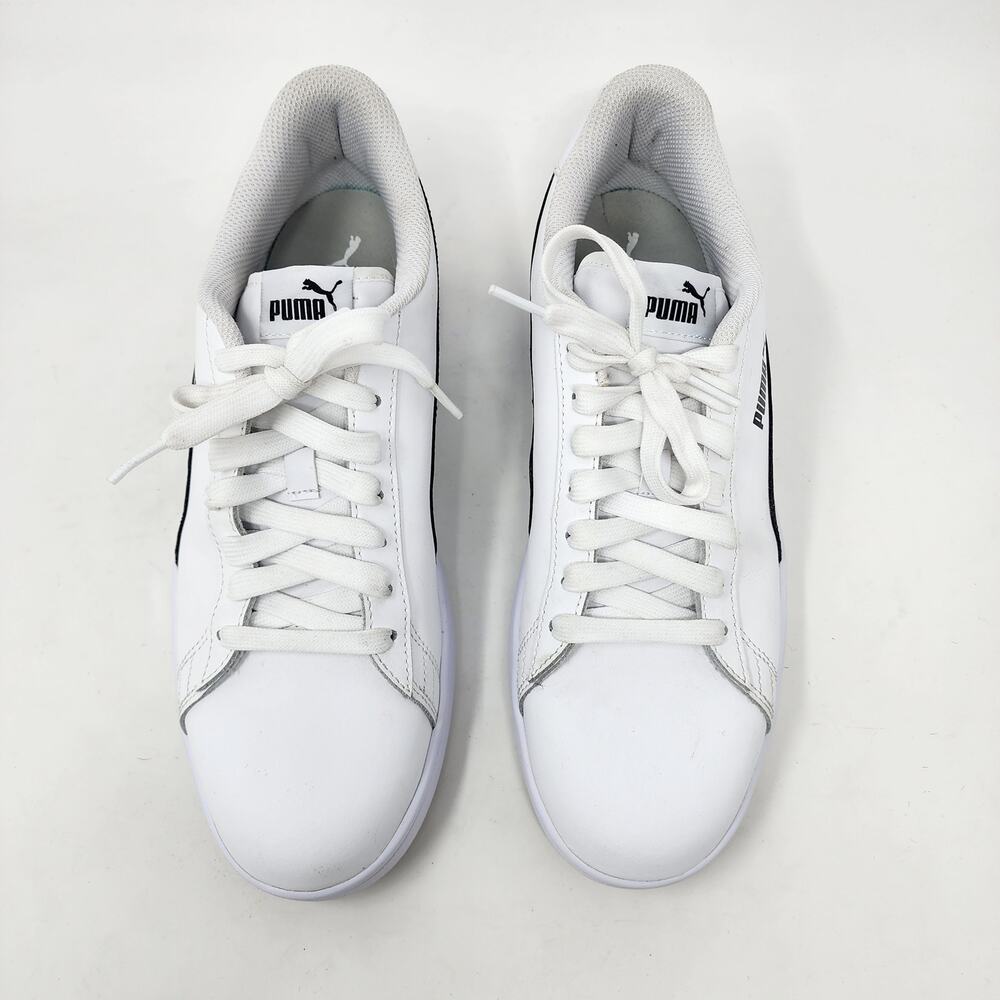 Puma Sneakers Men 10.5 Smash V2 White Leather Black Stripe Low Top 365215-01 - Picture 3 of 11